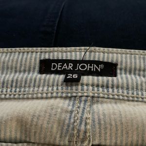 Dear John blue and white distressed, cuffed jeans